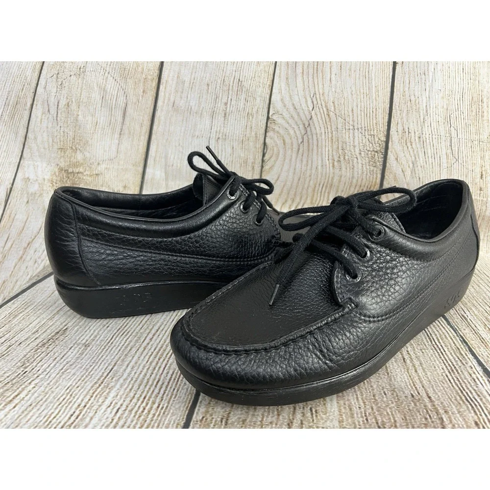 SAS Amigo 40 Pebbled Leather Lace Up‎ Oxfords Men Sz 10.5 M Black Comfort